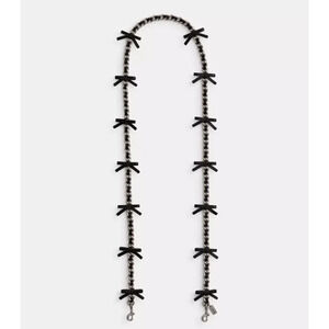 Coach Leather Chain Strap With Bows Silver/Black In Original Dust Bag CY260 NWT